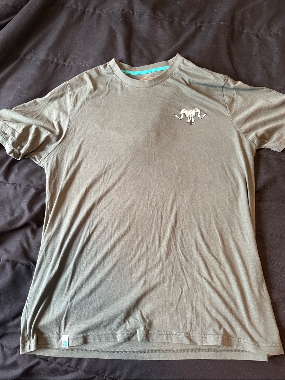 Sendero Men's Olive Short-Sleeve Crew Tee with Subtle Ram Skull Logo